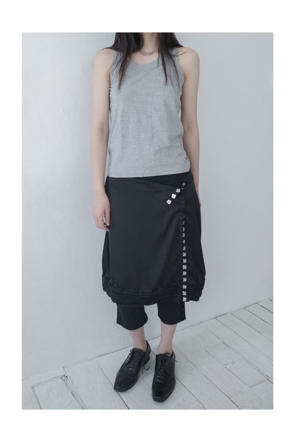 산코파퓨엘라 Silky rue wrap skirt (Black) 상품이미지2