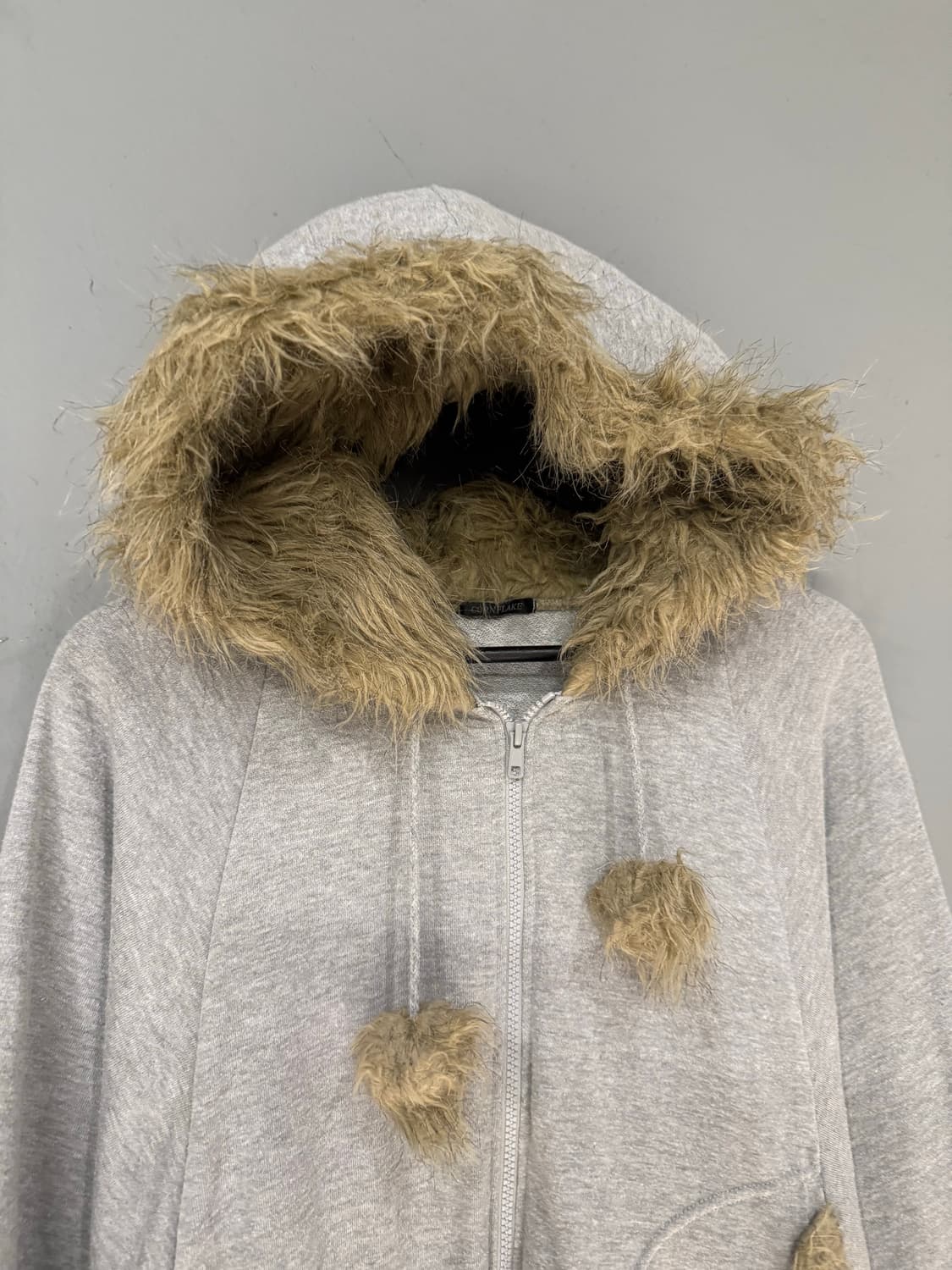 fur trimming point pom-pom hood zip-up 상품이미지6