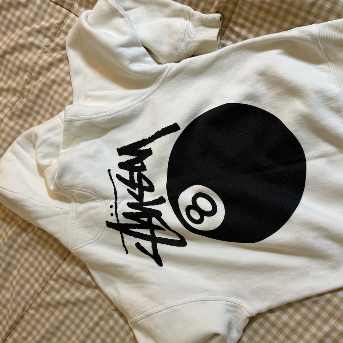 스투시 8볼 팔볼 피그먼트 다이드 집 후드 내츄럴 화이트 크림 집업 상품이미지2