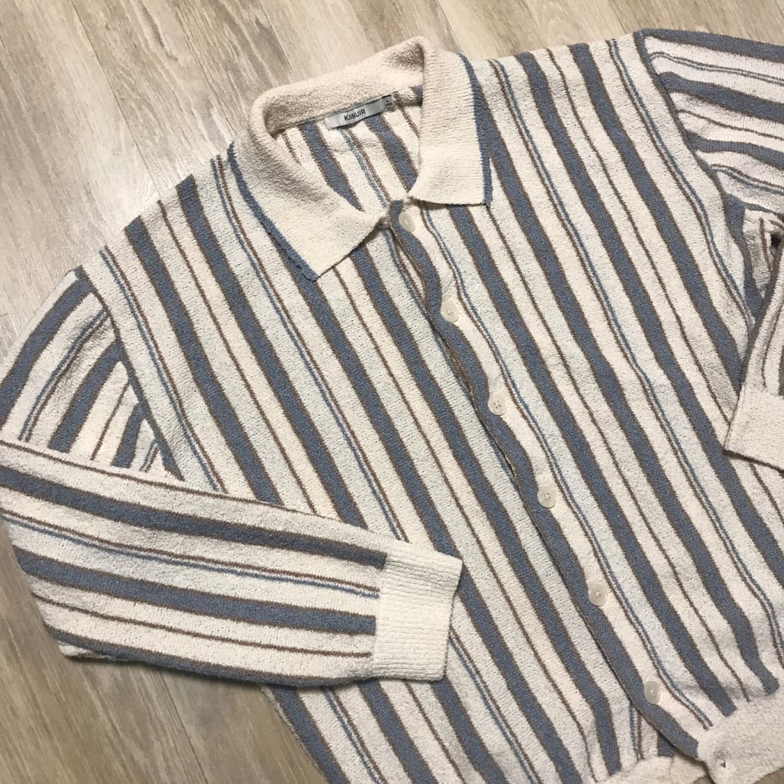 키뮤어 테리 부클 스트라이프 가디건 L사이즈 상품이미지5