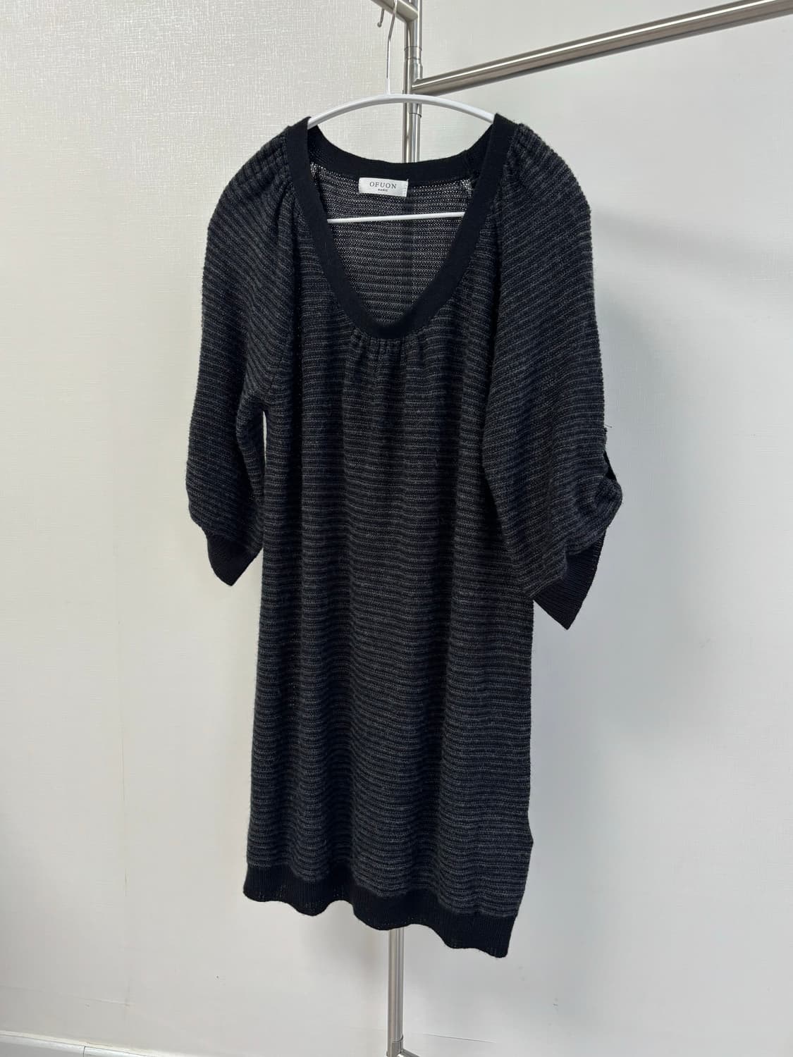 OFUON 와이드 넥 여리 롱 탑 상품이미지4