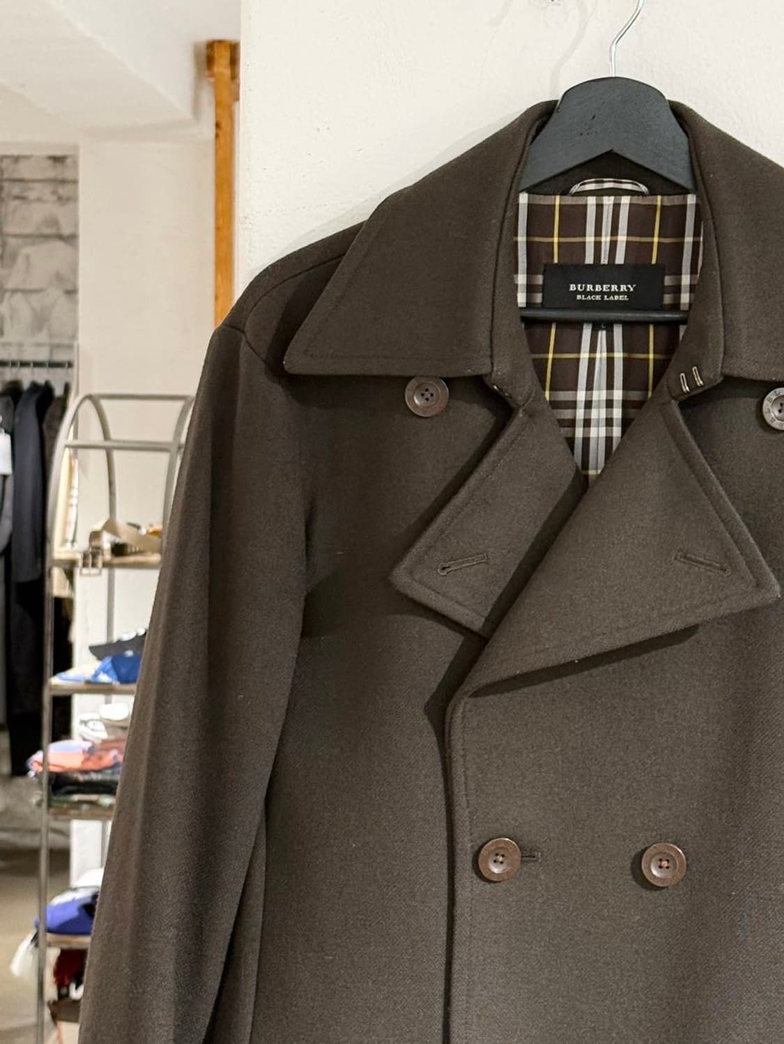 버버리 블랙라벨 다크브라운 울 피코트 상품이미지2