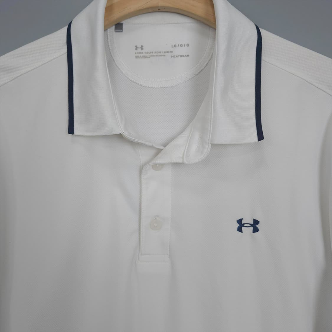 언더아머 Under Armour 히트기어 기능성 카라 반팔티 화이트 L 상품이미지2