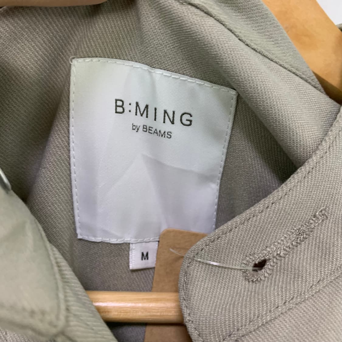 빔즈 Bming 노카라 포켓 셔츠 자켓 카키 그레이 빈티지 워크자켓 상품이미지8