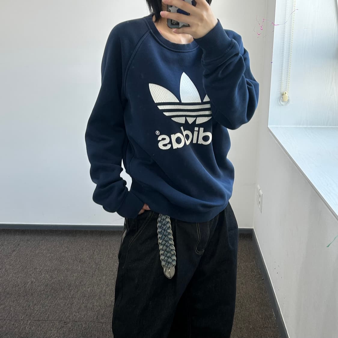 Adidas 아디다스 빅 파이어로고 네이비 맨투맨 상품이미지2