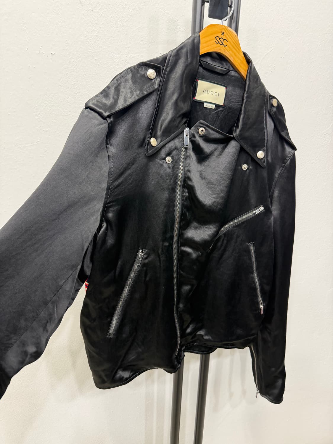 매장판정품) 구찌 블랙 라이더 가죽 자켓 실크느낌 46 상품이미지2