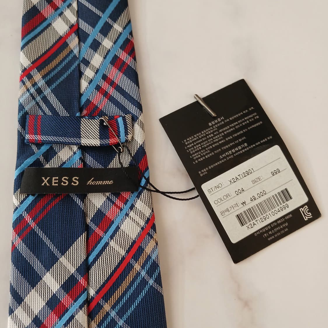 젝스 실크 네이비 체크 슬림 넥타이 7.6cm 새상품 A19080
 상품이미지5