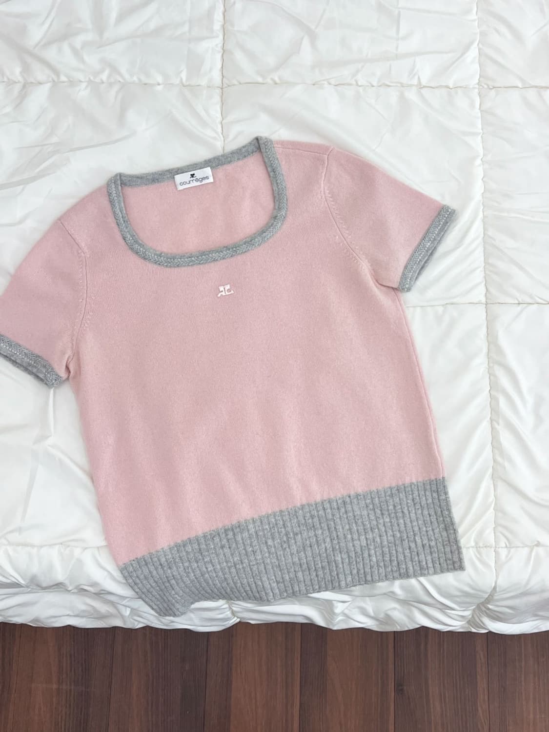 courreges / 꾸레쥬 핑크&그레이 울 캐시미어 니트   상품이미지1