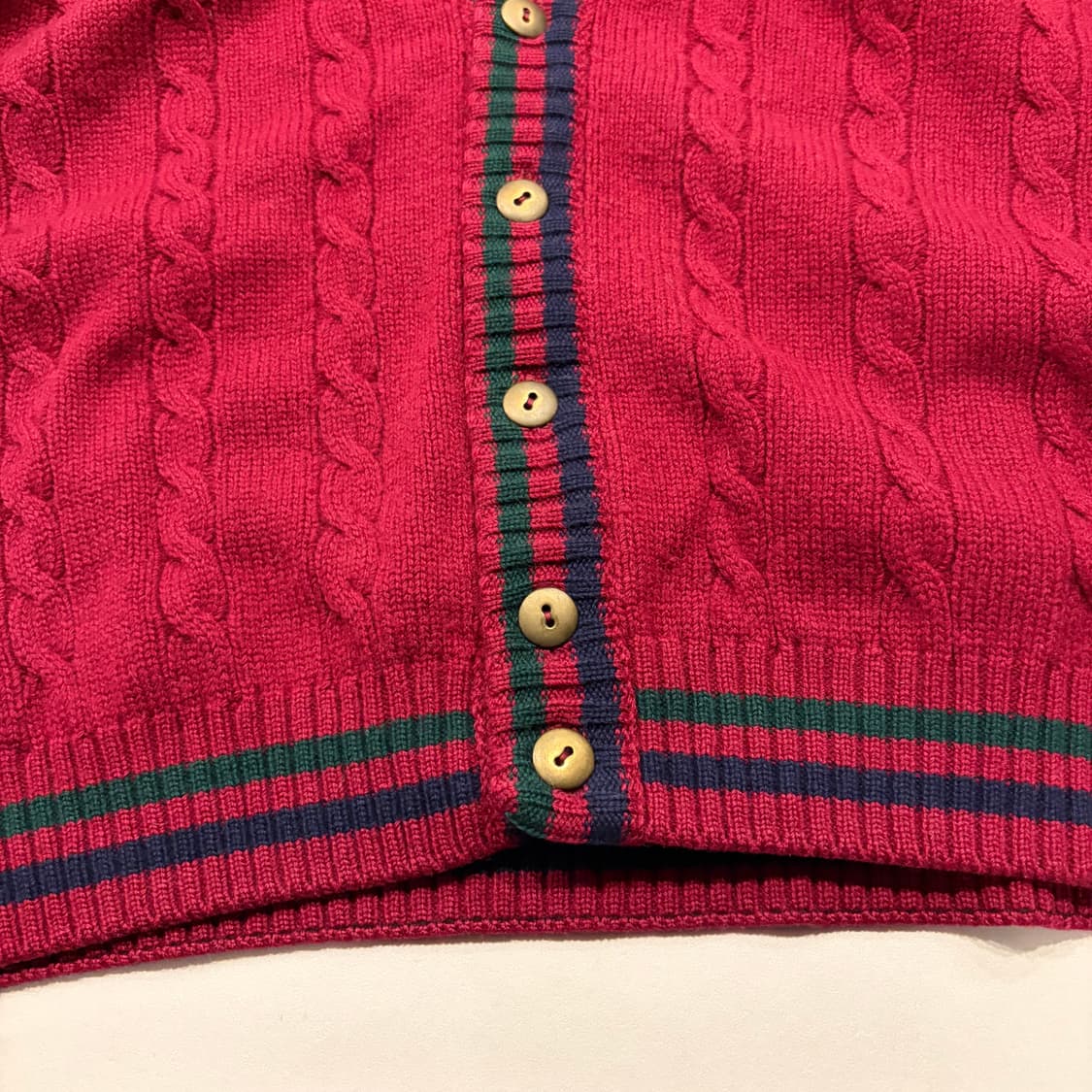 [L] 라일앤스코트 꽈배기 램스울 니트 가디건 레드 C597 상품이미지6