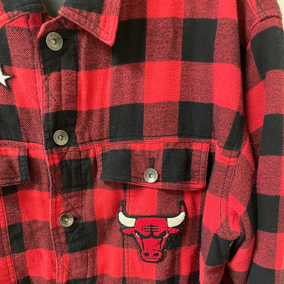 [공용] NBA 시카고불스 플란넬 체크 셔츠 남방 자켓 상품이미지3
