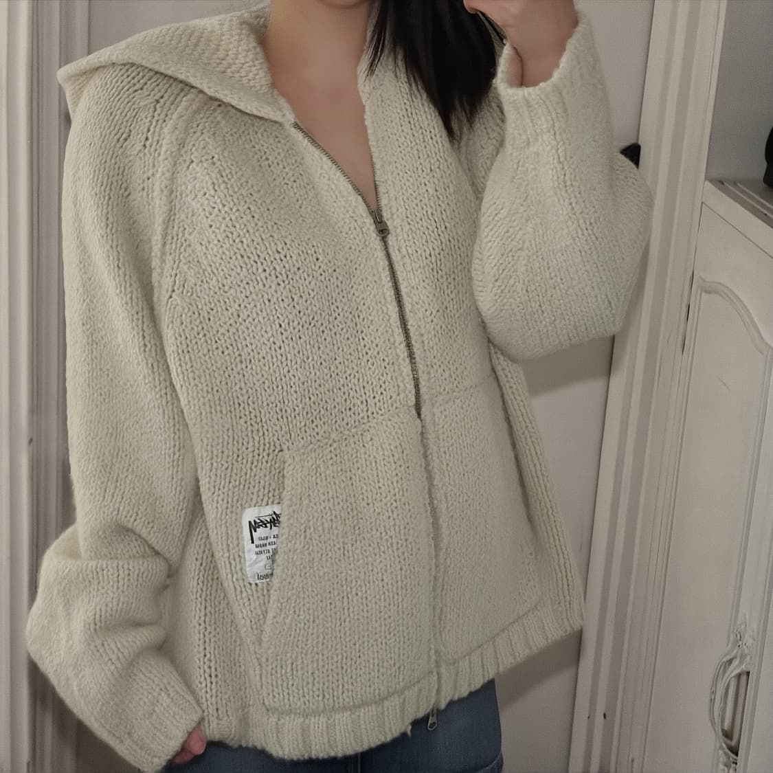 스투시 청키 니트 후드 집업 아이보리  상품이미지2