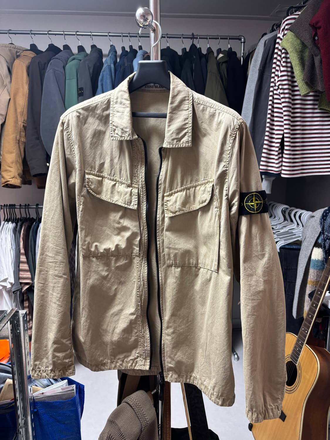 스톤아일랜드 올드이펙트 오버셔츠 베이지 상품이미지1