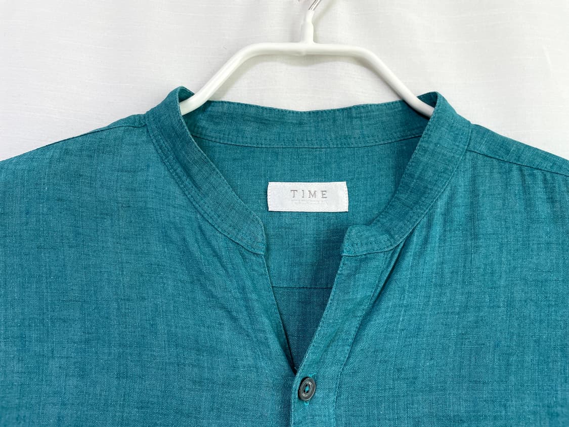 한섬 타임옴므 TIME 논카라 브이넥 린넨 셔츠 100 _ 청록 상품이미지2