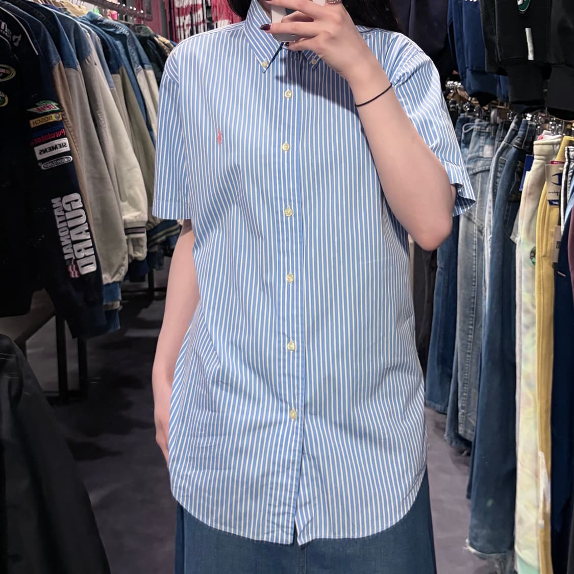 [IM] 폴로랄프로렌 스트라이프 반팔 셔츠 블루 상품이미지2