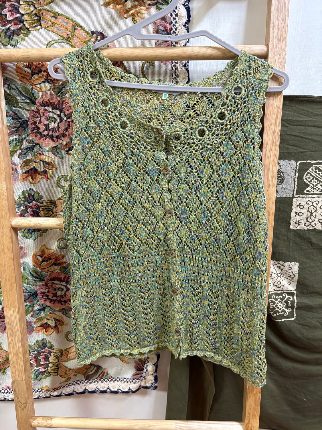 히피 모리 하구미 Lobjie 그물 니트 조끼 상품이미지1