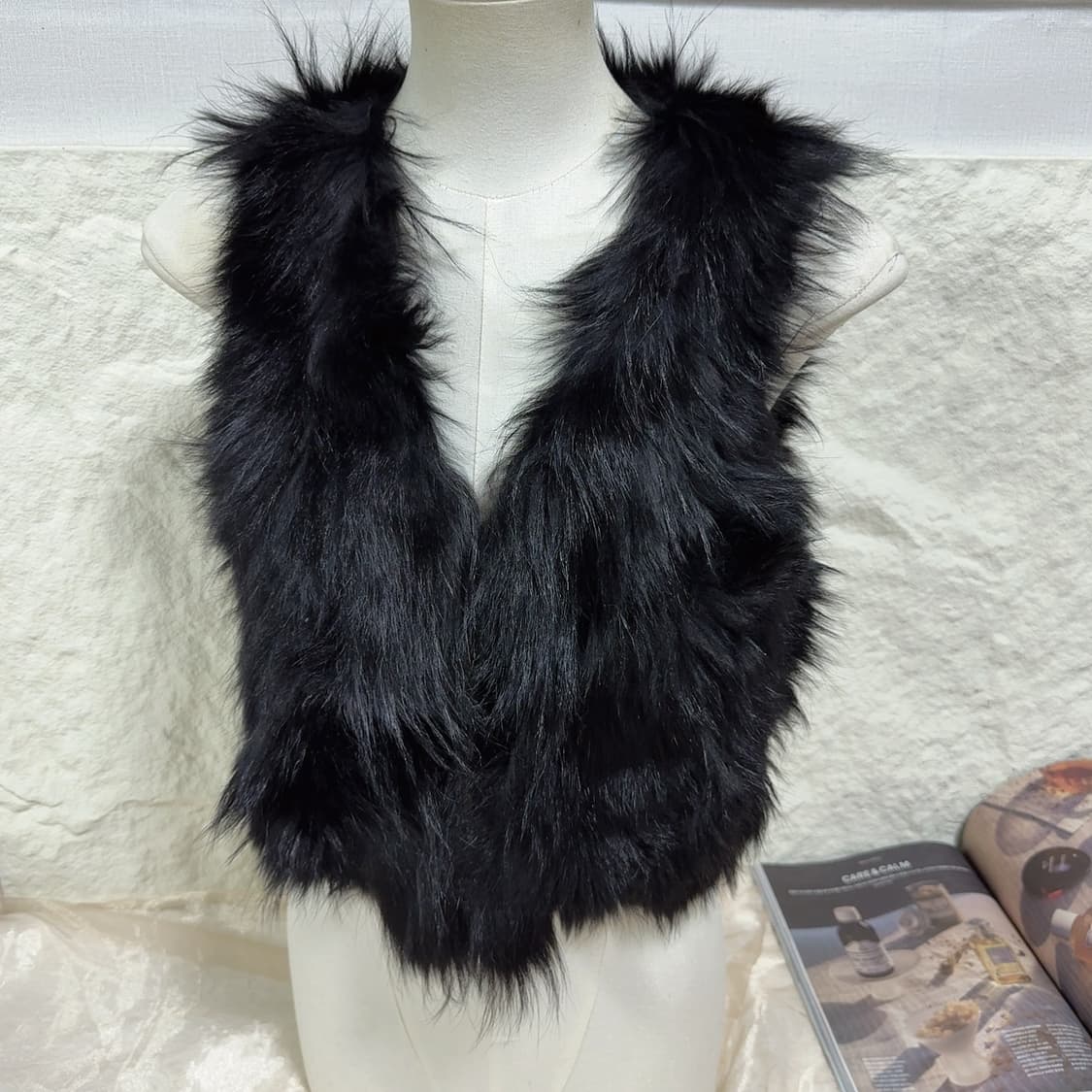 빈티지  블랙 여우털 조끼 베스트 상품이미지2