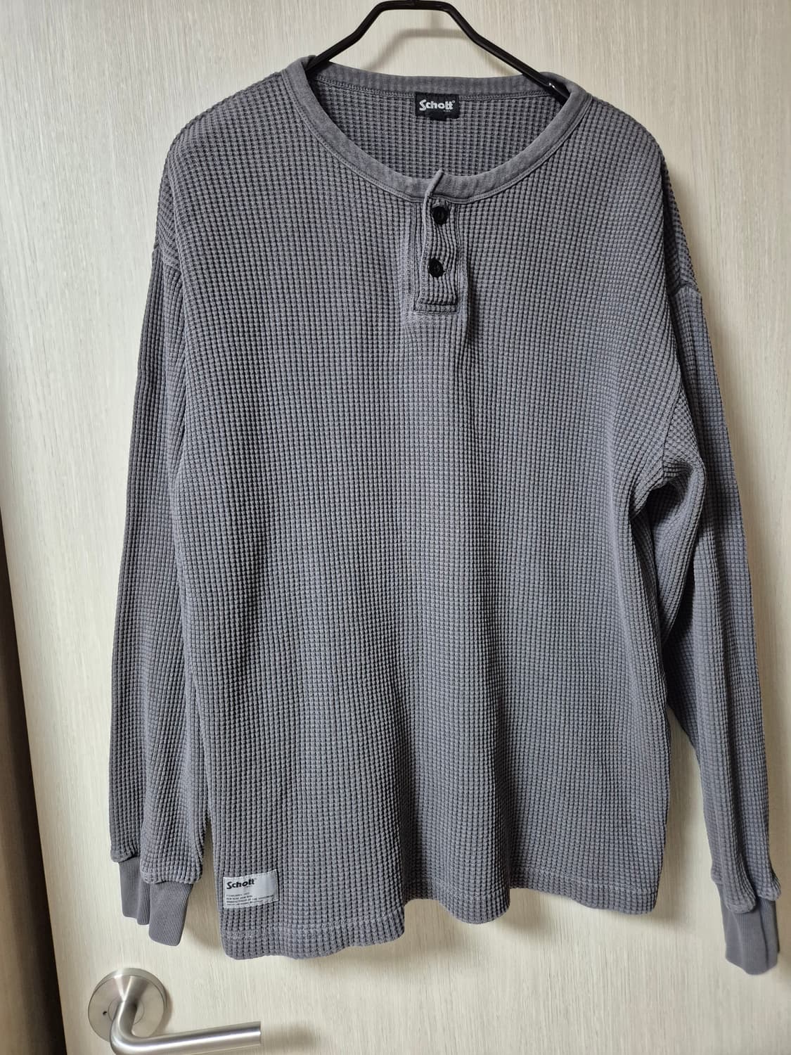 schott 쇼트  피그먼트 와플 헨리넥 티셔츠 긴팔 XL 상품이미지1