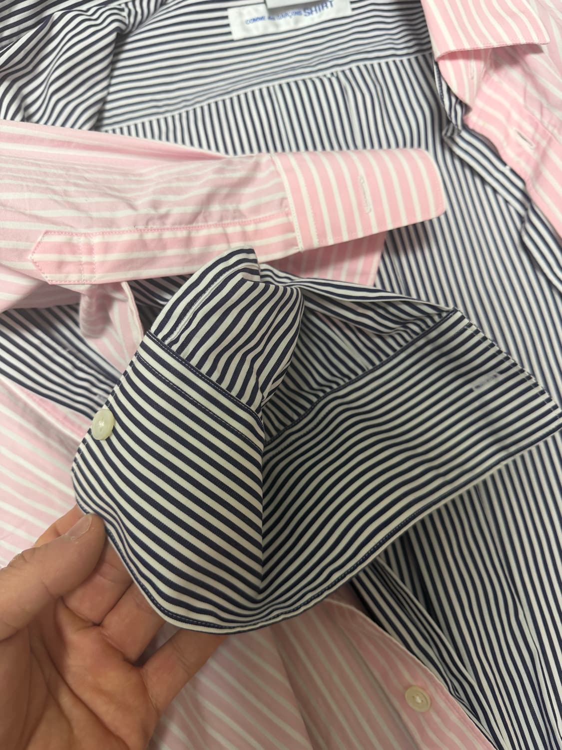 [m] 베트멍 레이어드 셔츠 핑크 네이비 상품이미지3