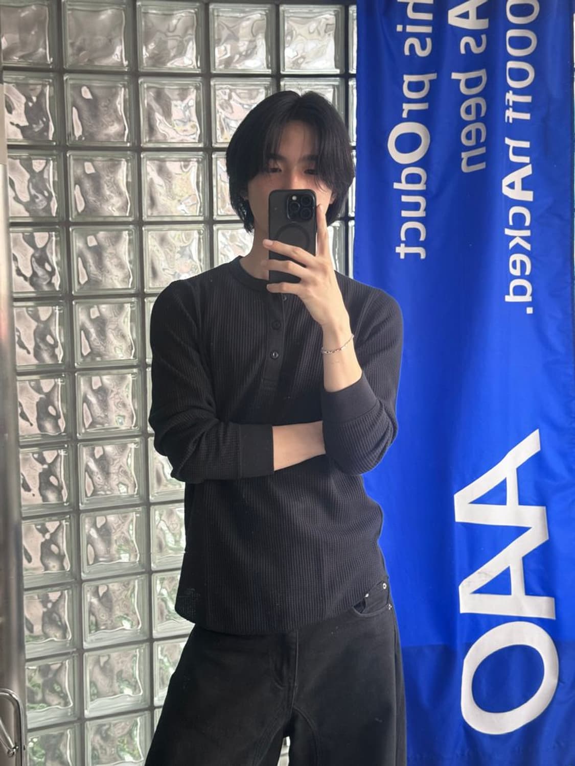 HENLEY NECK TEE 와플 헨리넥 티셔츠 상품이미지1