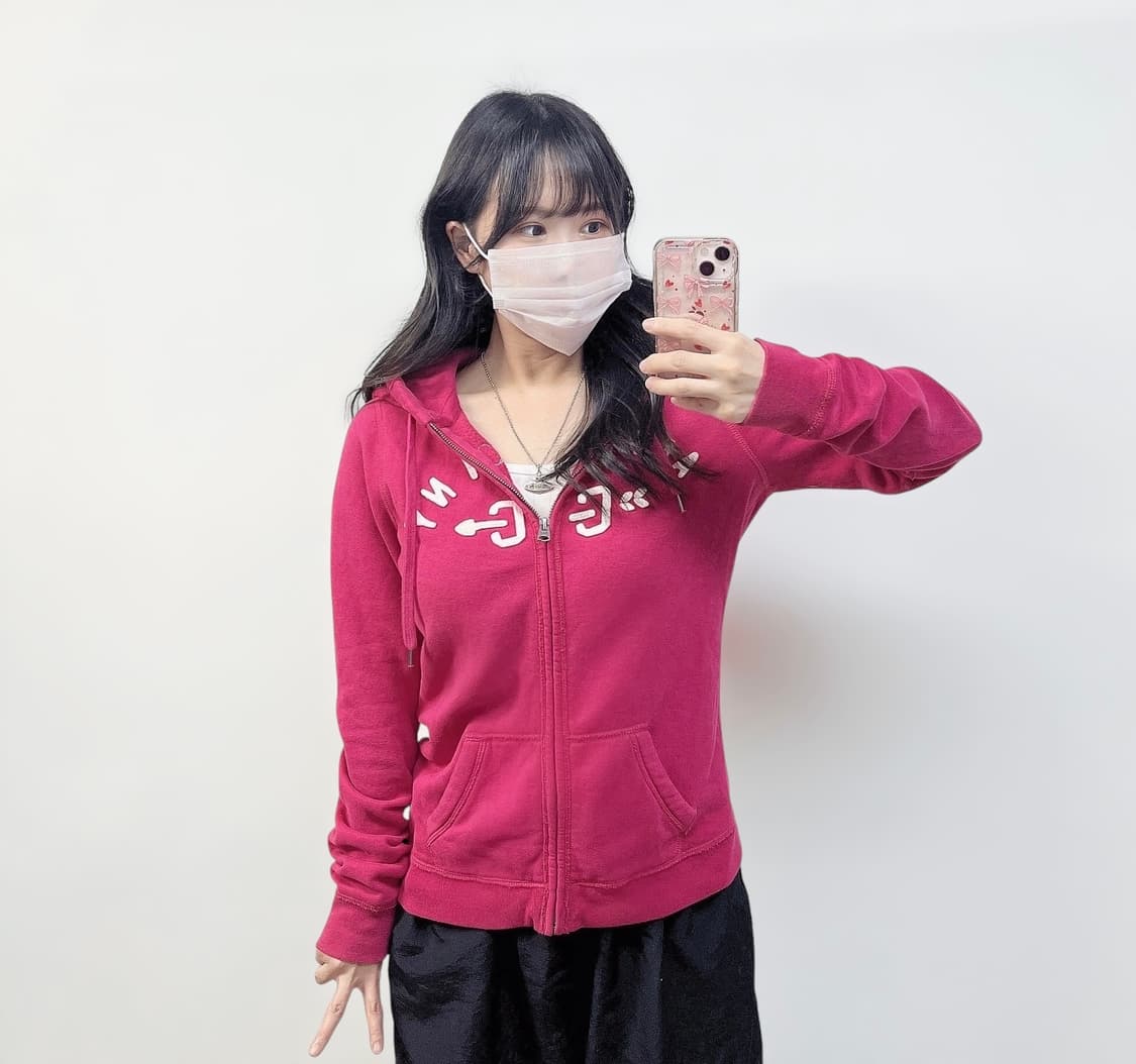 아베크롬비 아치 로고 후드집업 핑크 상품이미지1