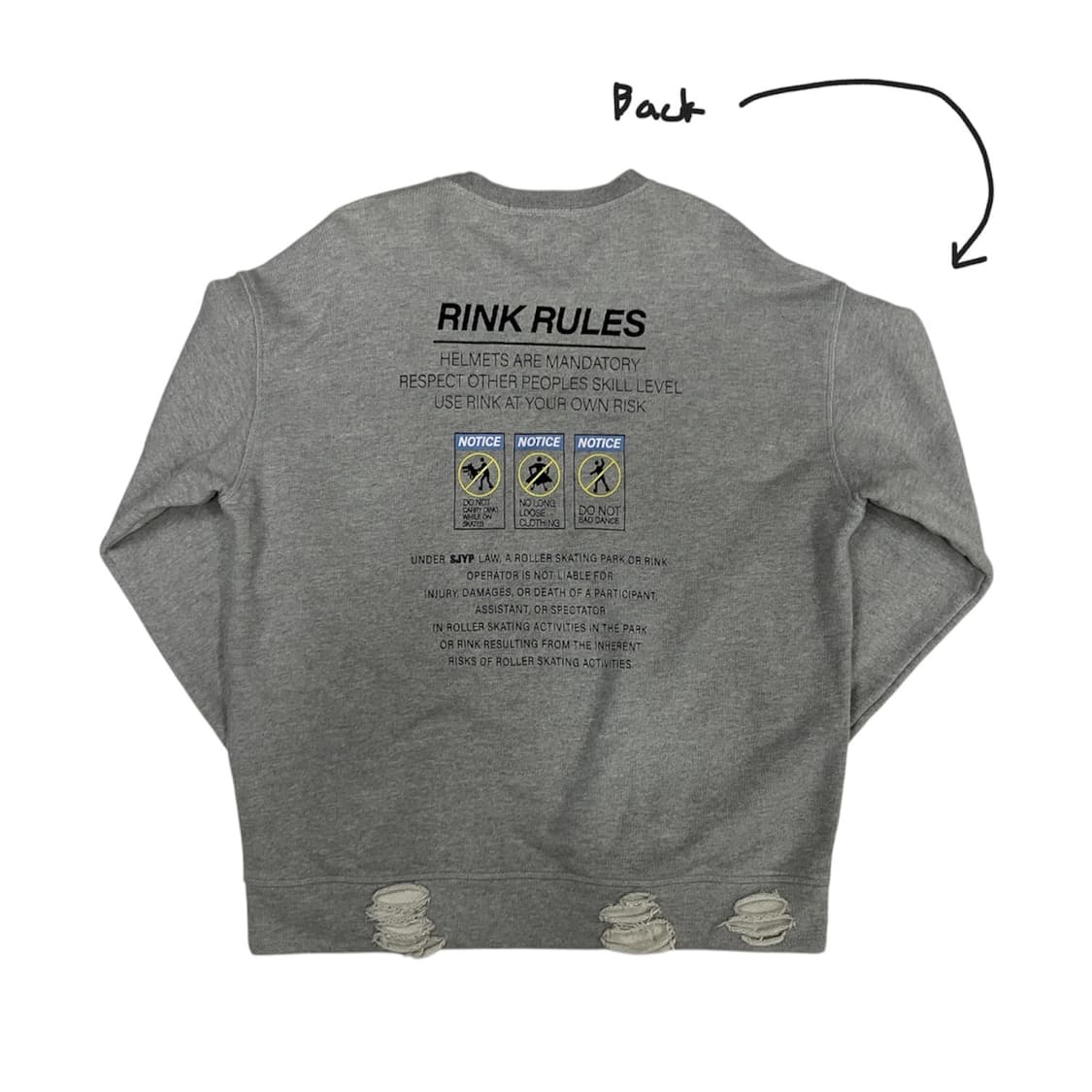 SJYP 데미지 프린팅 맨투맨 티셔츠 S 상품이미지2