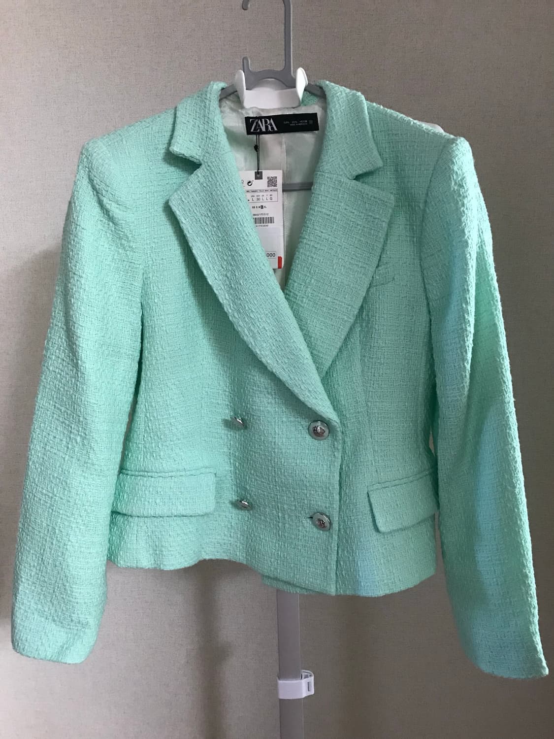 자라 ZARA 민트 트위드 자켓 L 상품이미지1