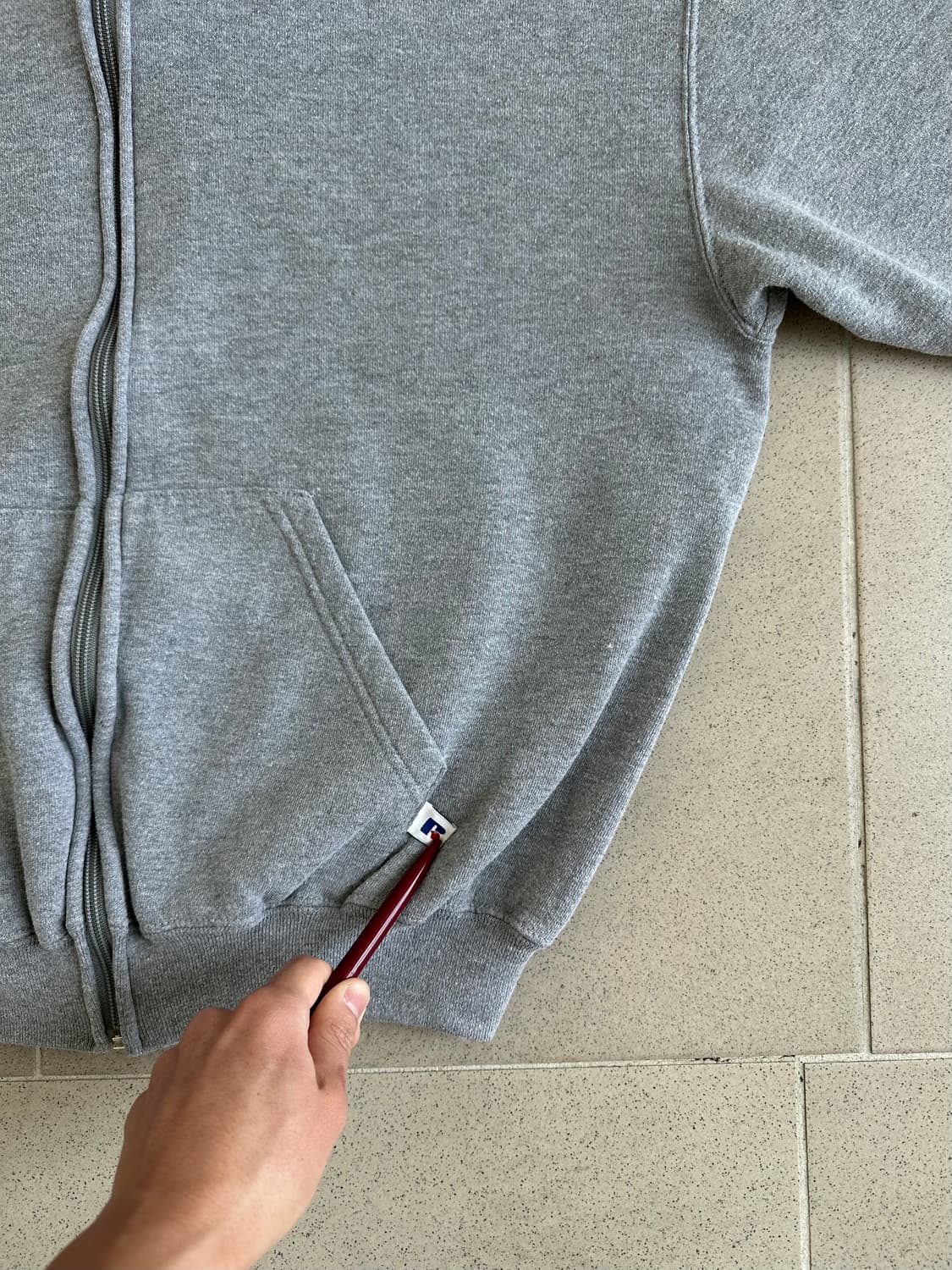 90s 빈티지 러셀 후드집업 그레이 L 상품이미지3