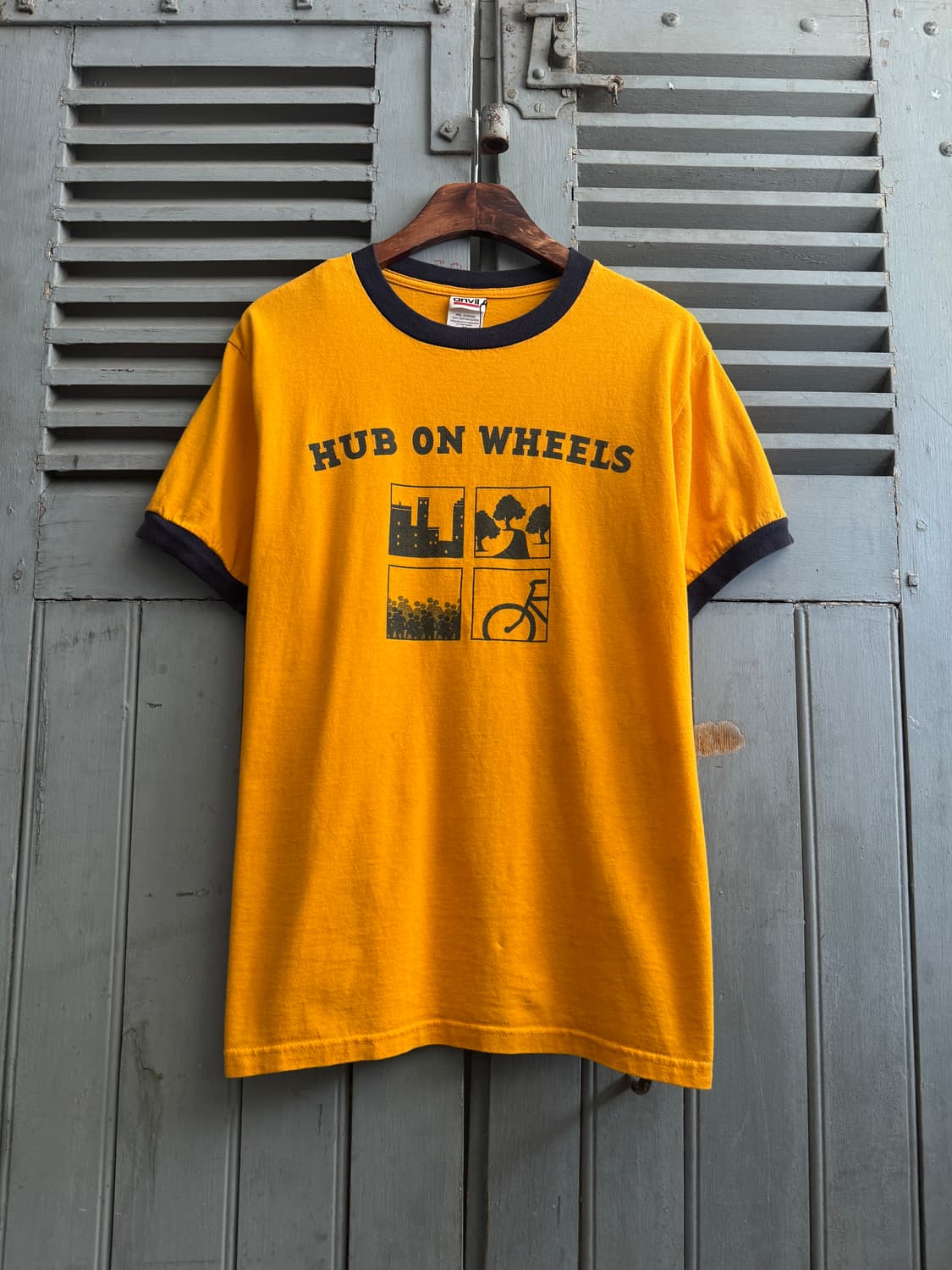 [M]USA 빈티지 HUB ON WHEELS 링거 티셔츠 상품이미지2