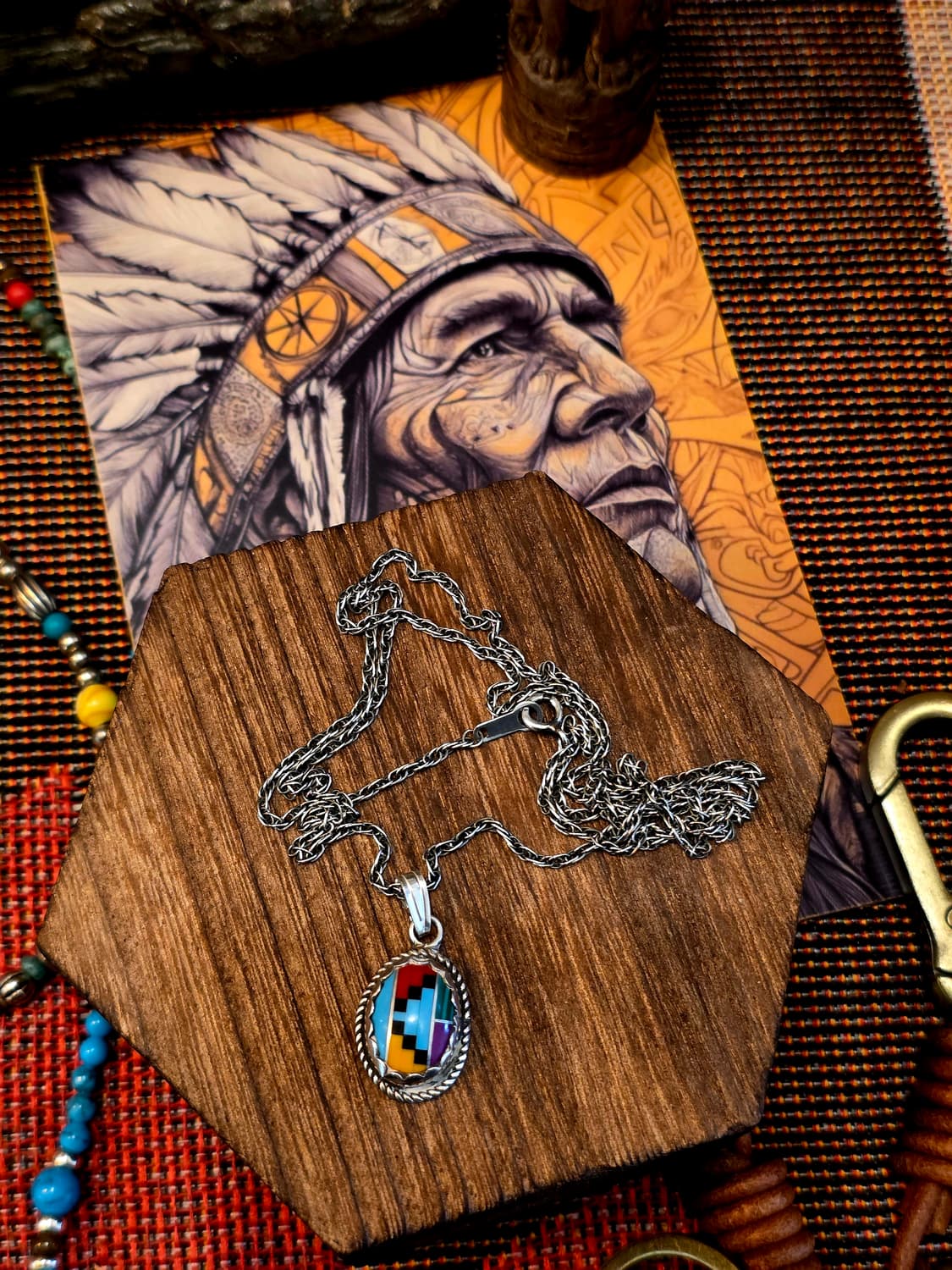 USASilver925 Navajo Inlay stone nacklace 상품이미지1