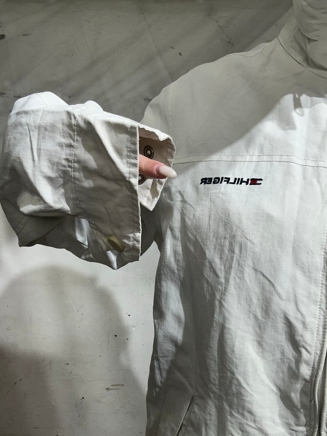 타미 힐피거 화이트 오버핏 바람막이 올드스쿨 트랙 자켓 S 상품이미지4