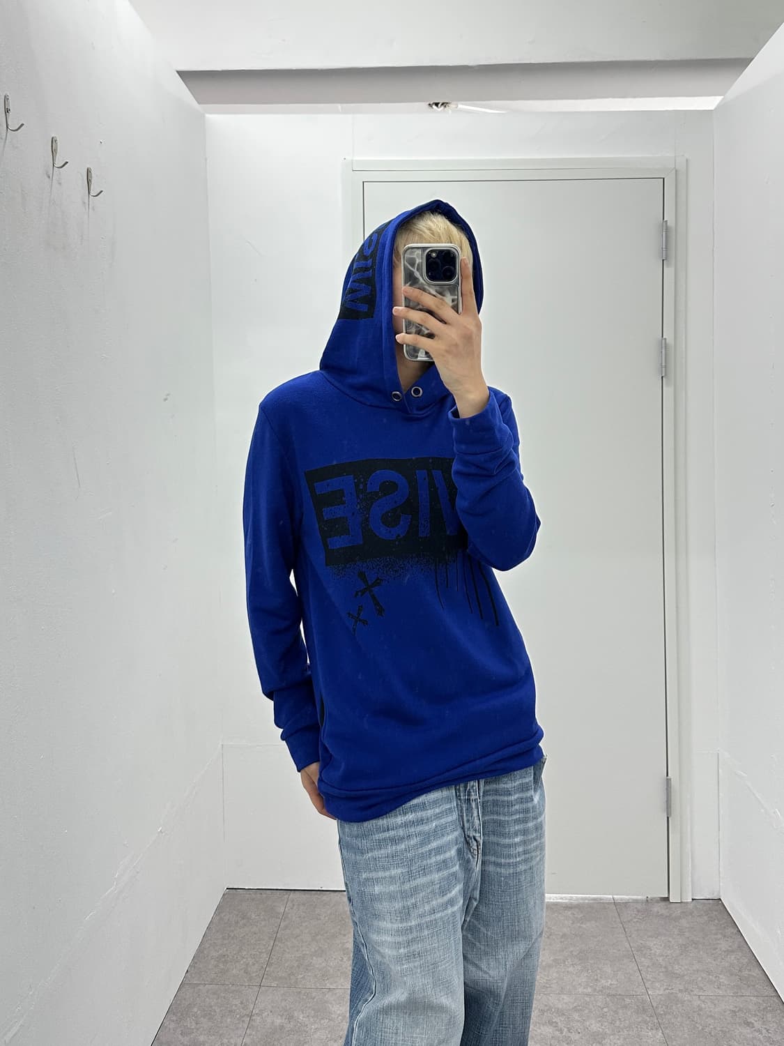 Saucy Cool punk cross lettering hoodie 상품이미지3