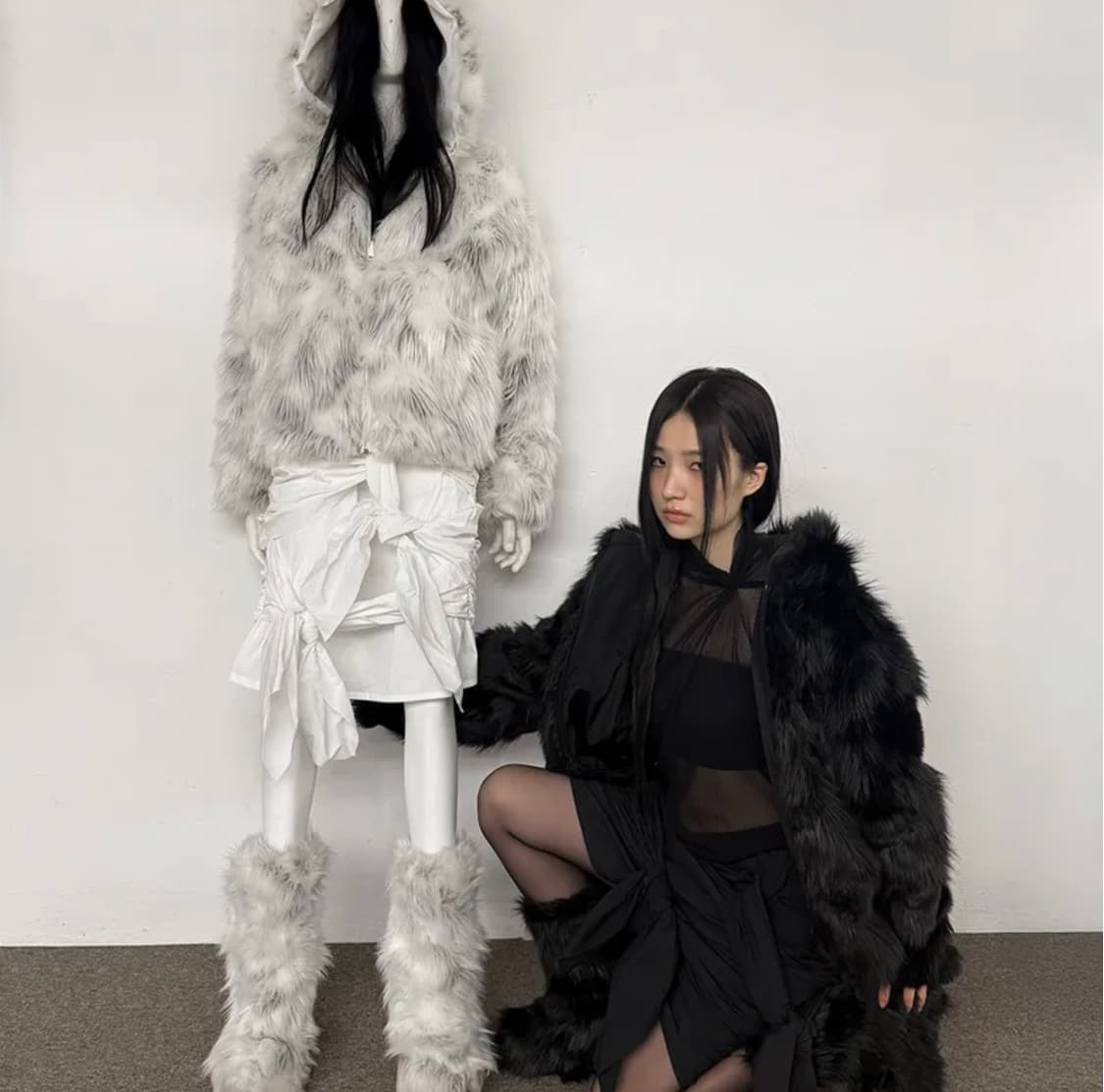 나체 리버시블 퍼 패딩 자켓 상품이미지3