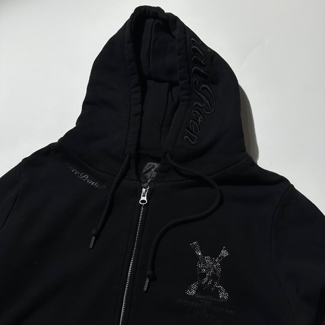 로엔 Y2K 큐빅 스컬 후드집업 블랙 상품이미지4