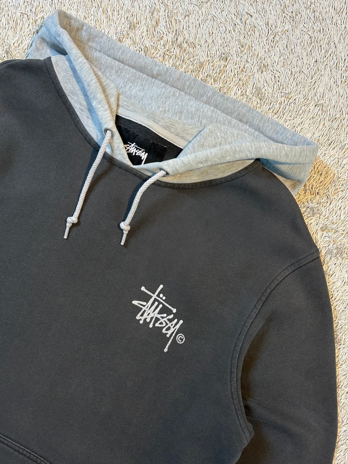 스투시 STUSSY 빅로고 투톤 배색 후드티 차콜 상품이미지2