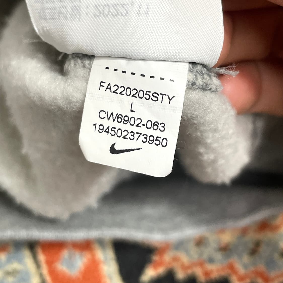 나이키 스우시 그레이 기모 맨투맨 남성L 상품이미지5