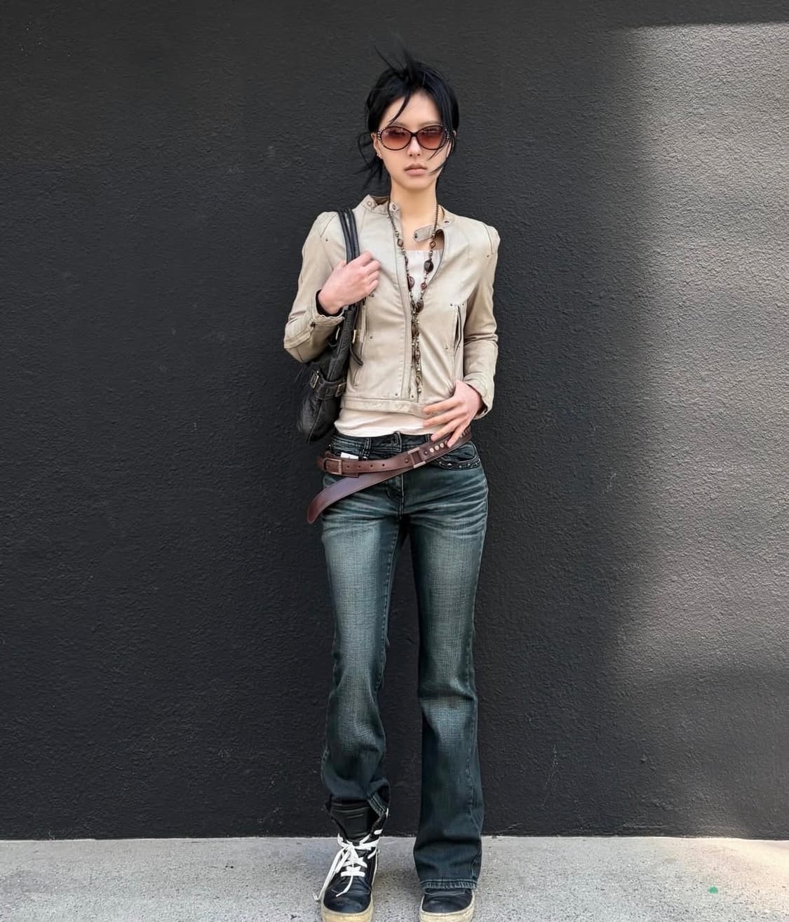 y2k 워싱 스터드 스톤 부츠컷 펑크 상품이미지2