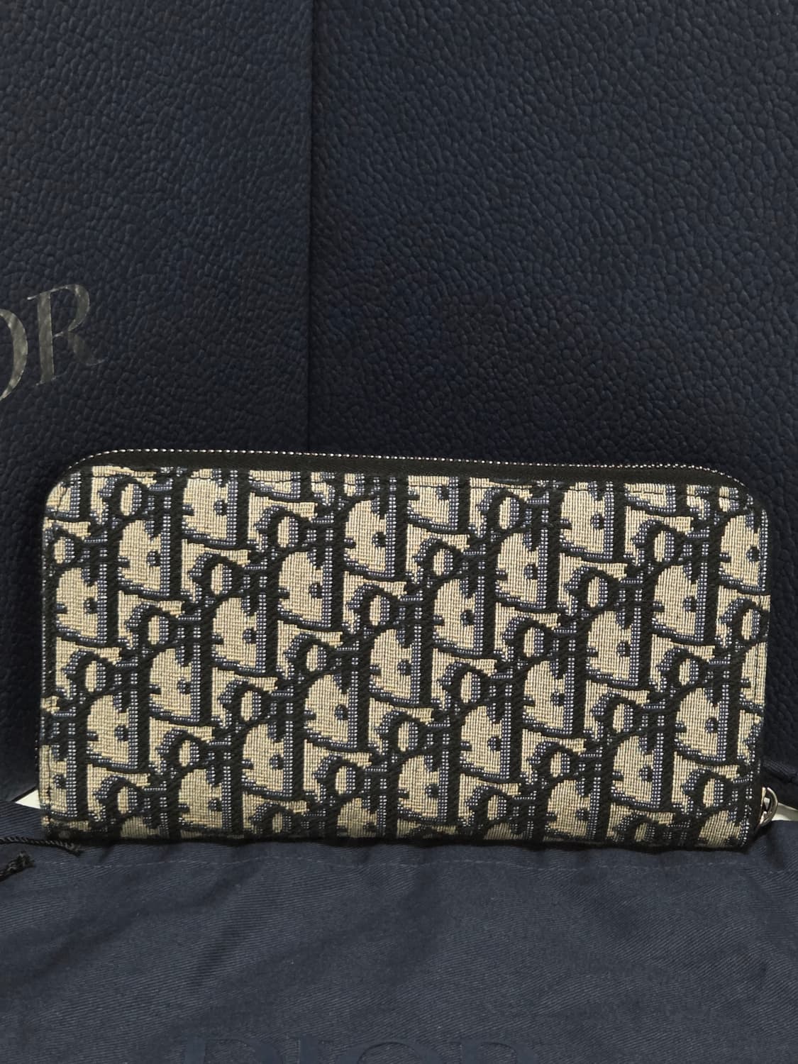 [새상품] 디올 오블리크 자카드 지퍼 장지갑 베이지 상품이미지4