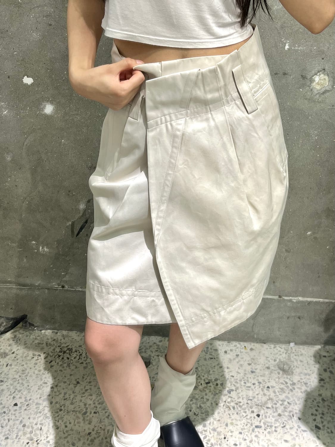 Celine 셀린느 아이보리 실크 랩 미디 스커트 상품이미지2