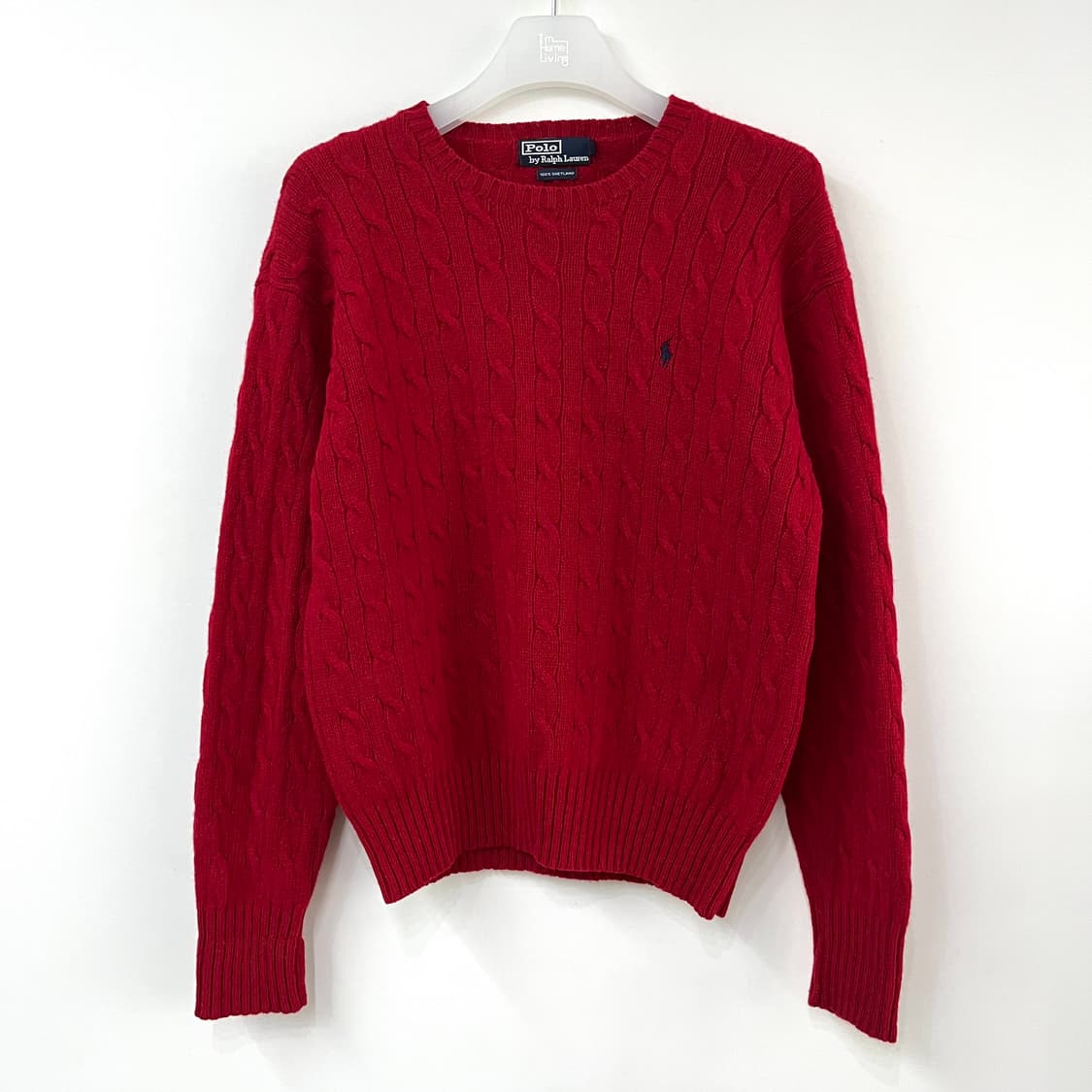 폴로 랄프로렌 네이비 포니 레드 꽈배기 울 니트 상품이미지2