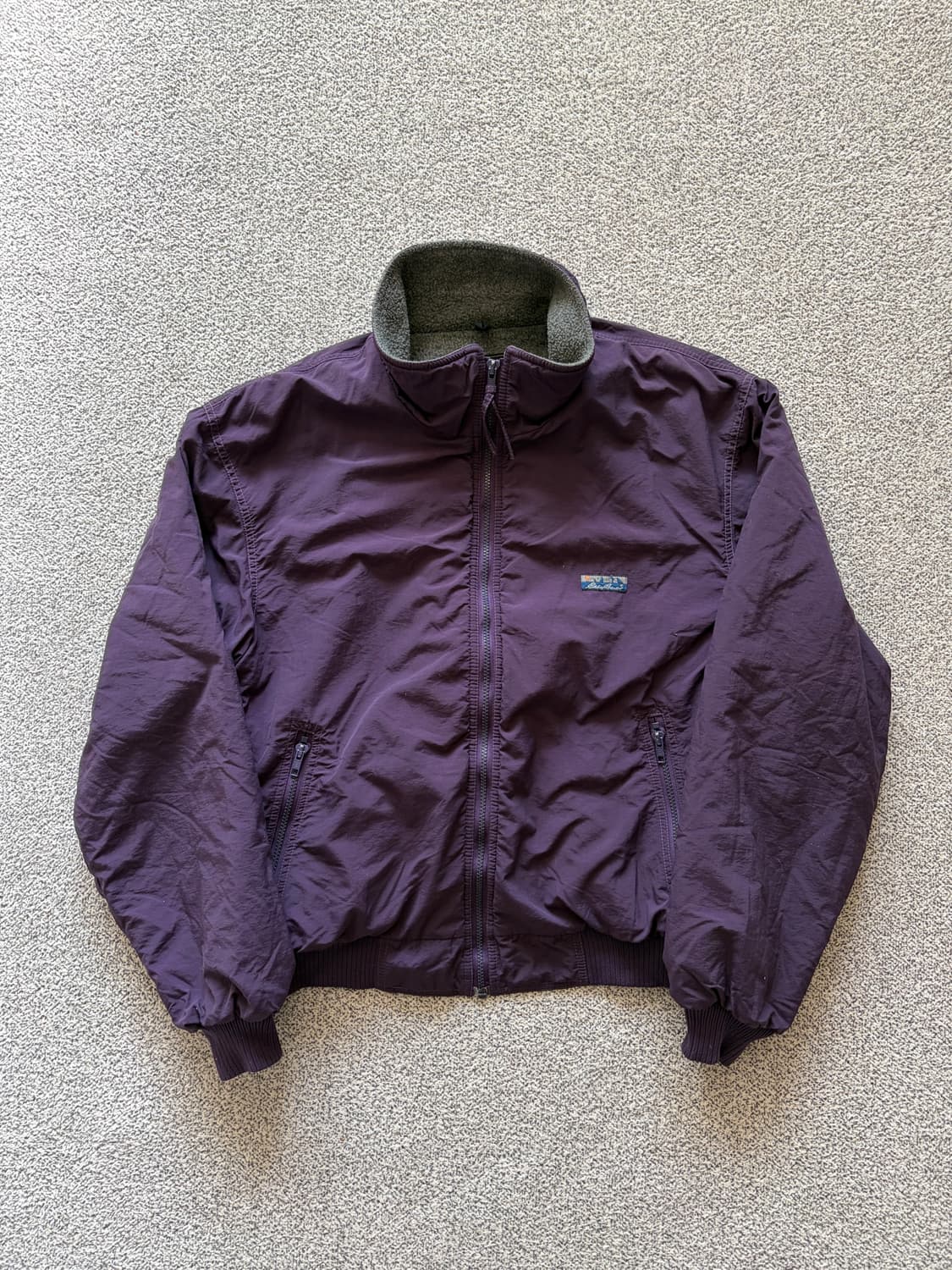 90s빈티지 에디바우어 윈드 포일 퍼플 봄버재킷 xl us 메이드 상품이미지2
