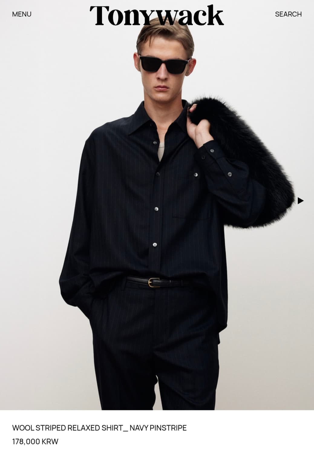 Tonywack 네이비 핀스트라이프 셔츠 L 아에 새것 상품이미지1