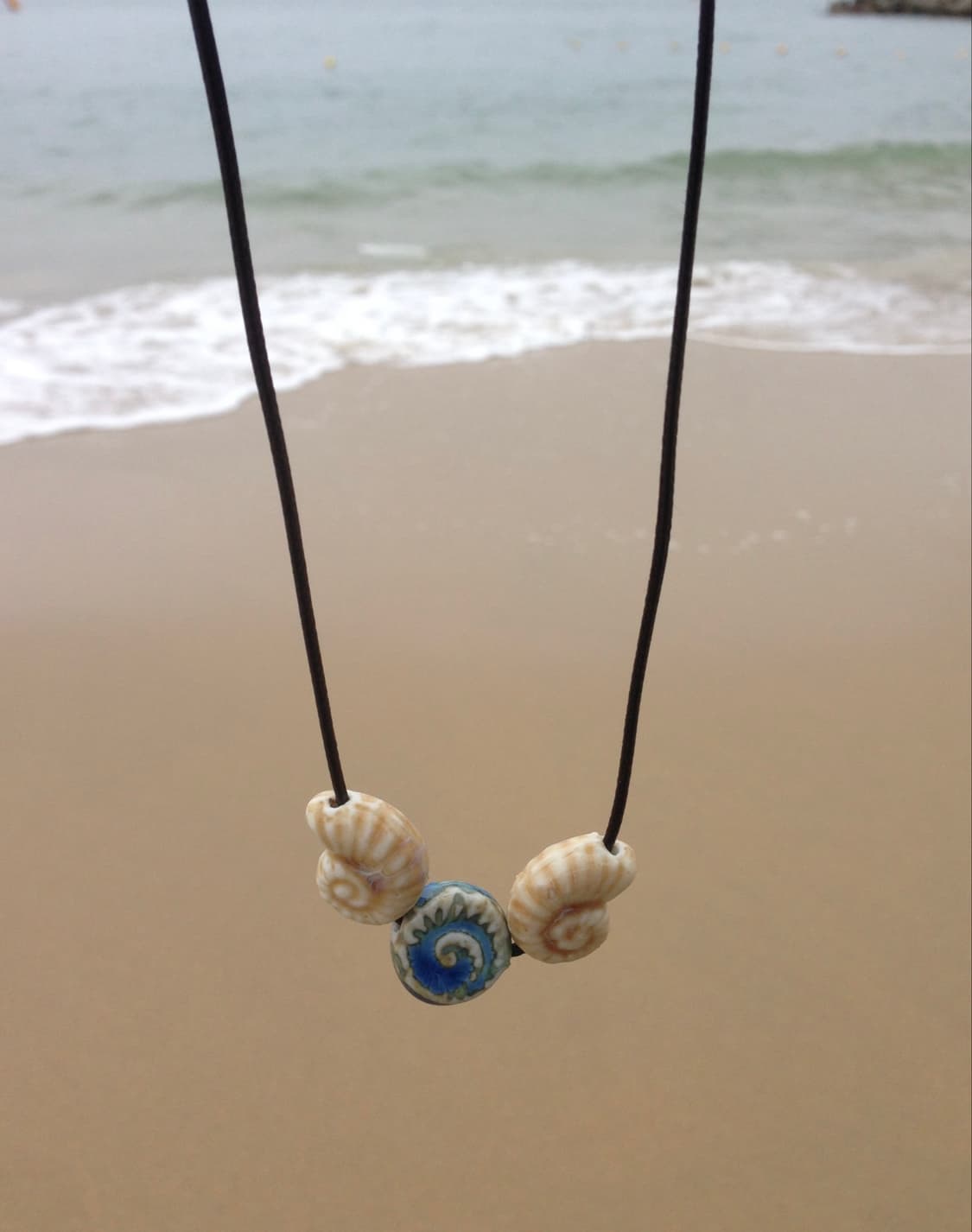 빈티지 비즈 팬턴트 목걸이 / wave memory necklace 상품이미지1