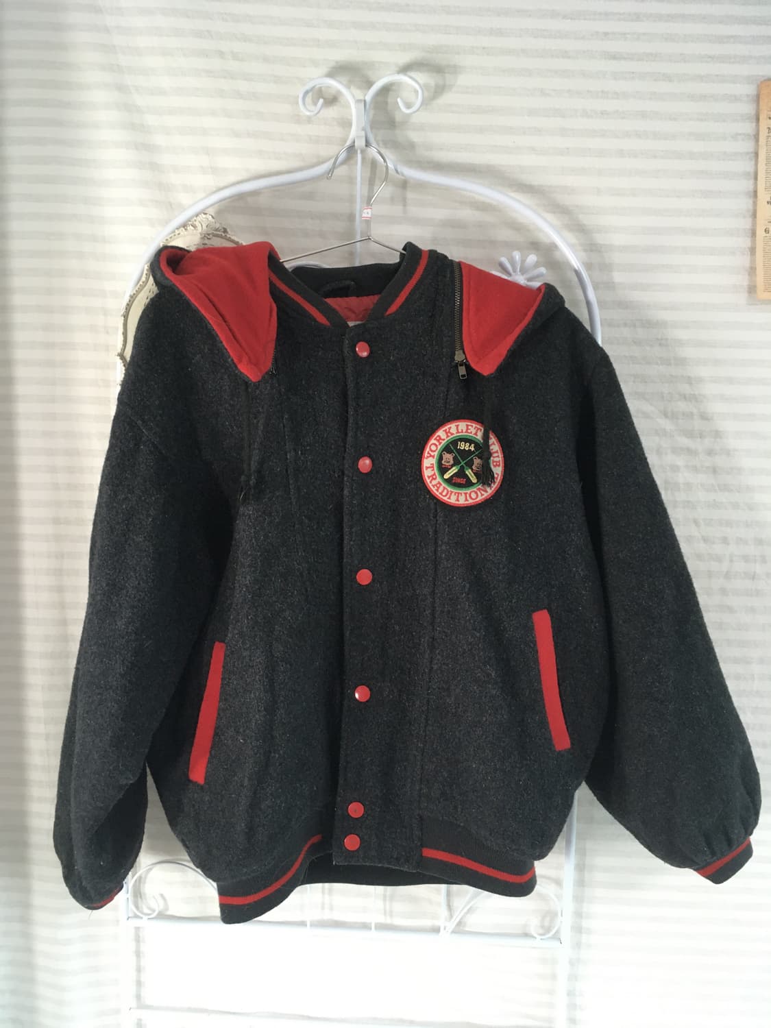 일본빈티지 차콜 후드 패치 자수 베어 후드 점퍼 상품이미지6