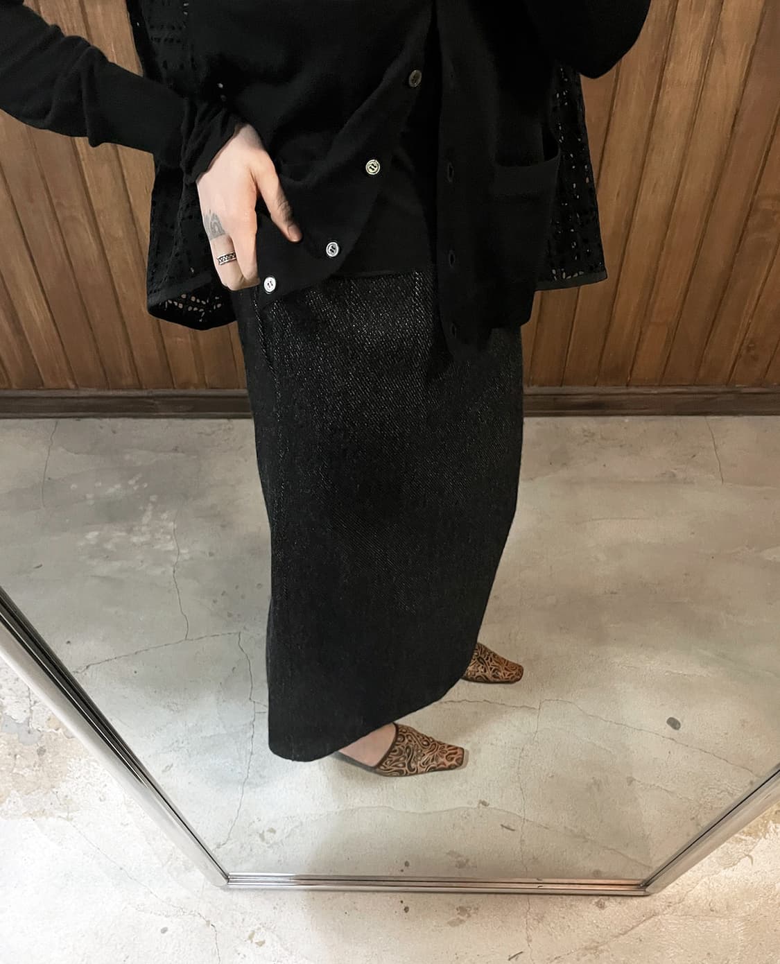 COMME DES GARCONS black wool maxi skirt 상품이미지4