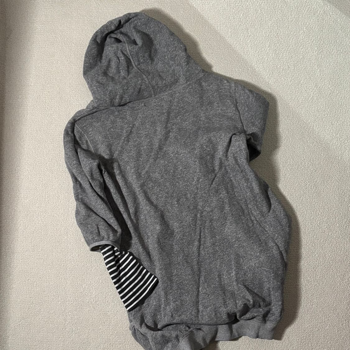 일본빈티지 ECUDORP 그레이 레이어드 후드 롱 탑 상품이미지3