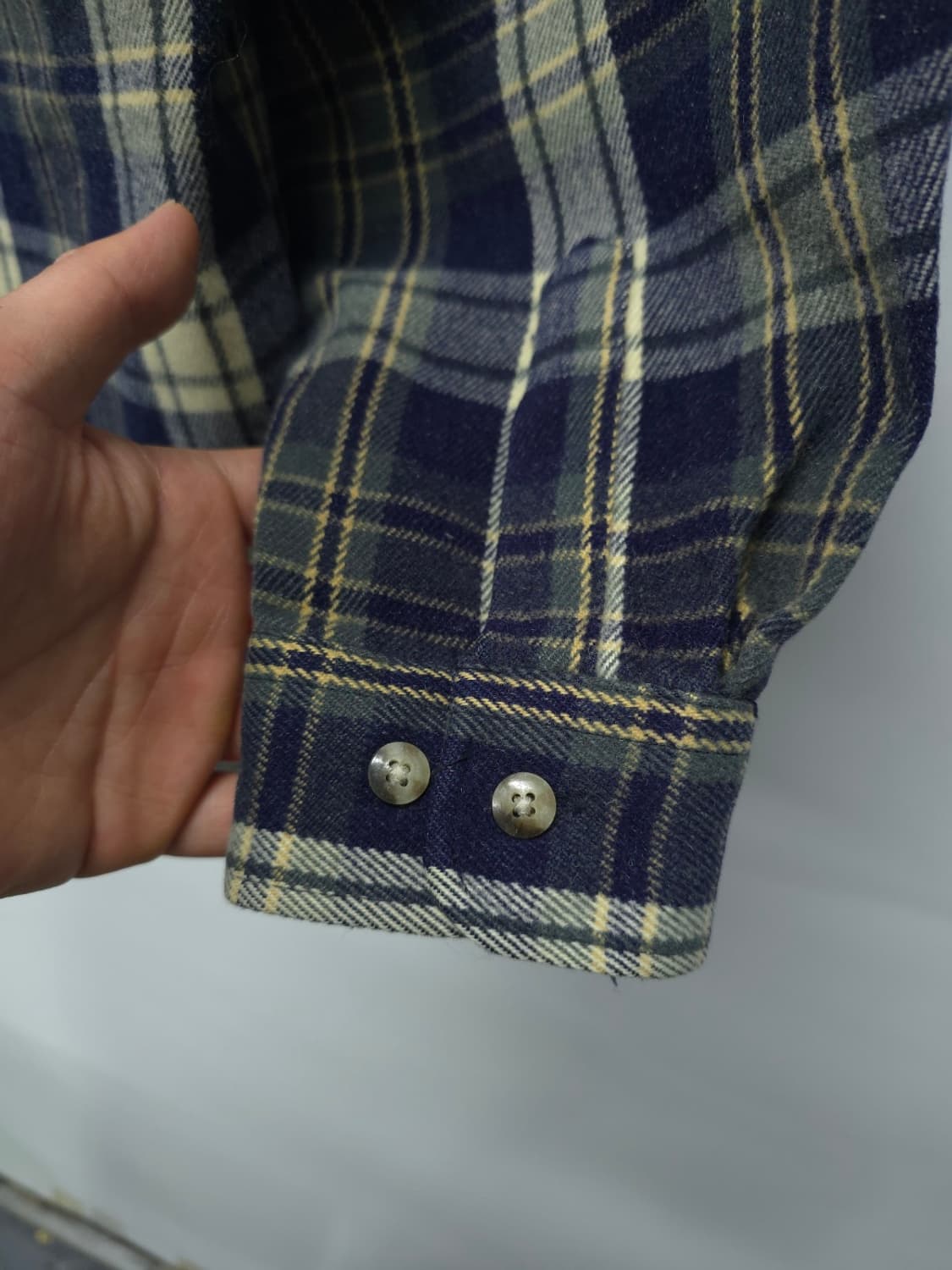 에드윈 남성 네이비 옐로우 체크 모직 셔츠 상품이미지10