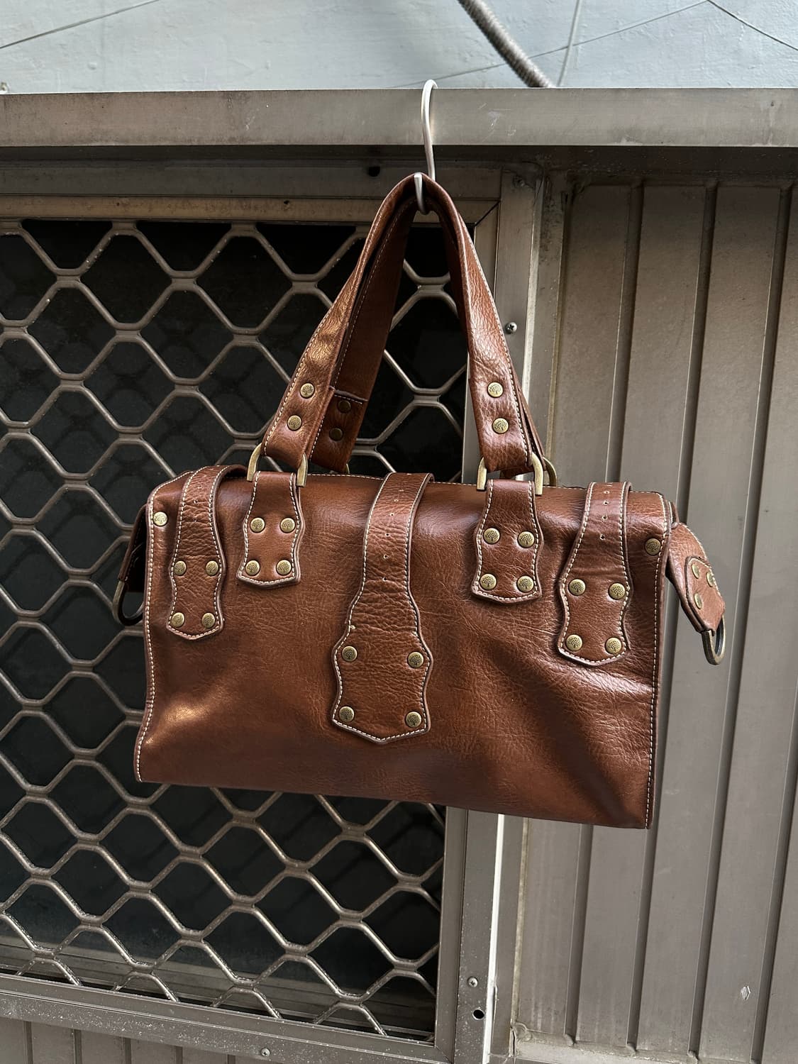 Stud brown satchel bag 상품이미지6