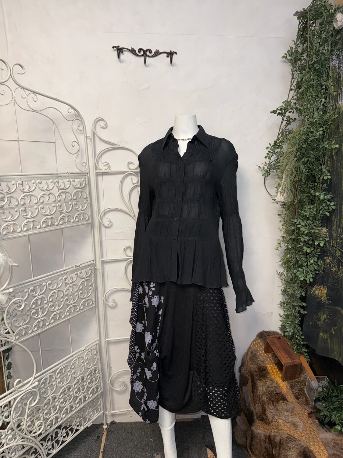 Black silk 100 pleats blouse  상품이미지2