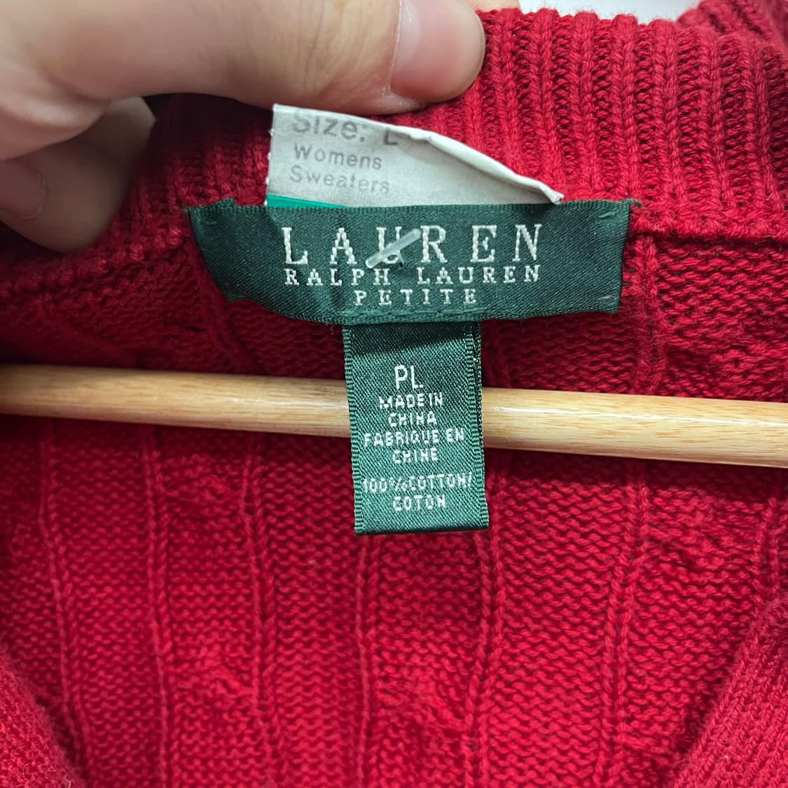 폴로 랄프로렌 브이넥 케이블 니트 여 L 상품이미지3