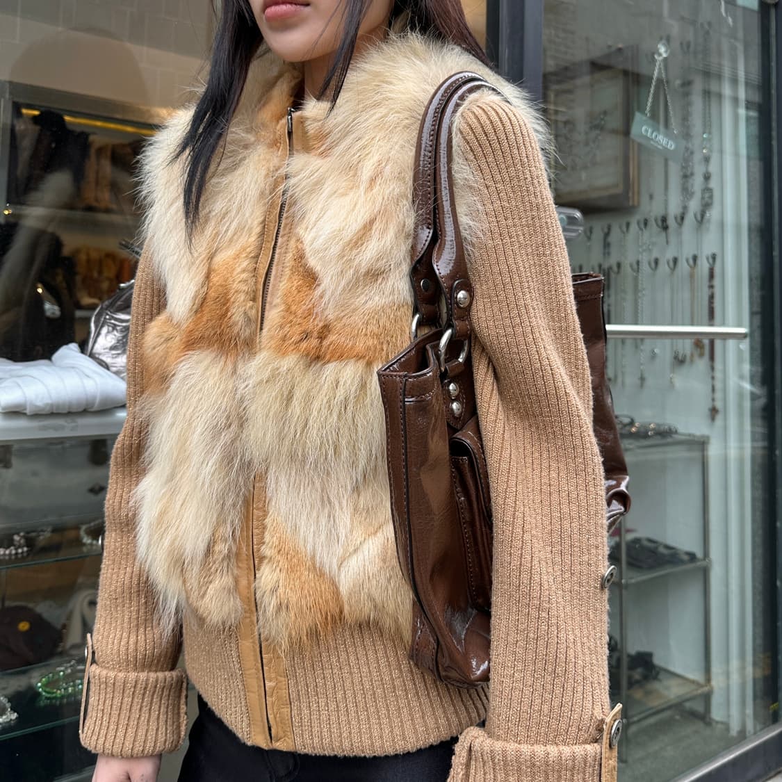 00s 빈티지 게스 브라운 오버사이즈 버클 가방 상품이미지9